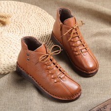 Genuine Leather Soft Comfy Lining Warm Ankle Short Boots