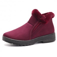 Cotton Shoes Slip On Casual Winter Faux Fur Lining Ankle Boots
