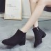 Suede Plush Square Heel Ankle Boots For Women