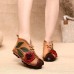 SOCOFY Genuine leather Soft Sole Flower Ankle Short Boots