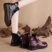 Genuine Leather Flowers Pattern Casual Soft Ankle Boots