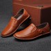 Men Comft Casual Elastic Band Genuine Leather Slip On Loafers Flats