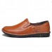 Men Comft Casual Elastic Band Genuine Leather Slip On Loafers Flats