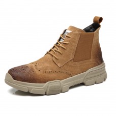 Men Brogue Carved Lace Up Chelsea Ankle Boots
