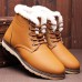 Men Soft Warm Plush Lining Leather Slip-on Snow Boots