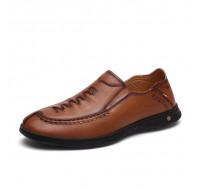 Men Casual Business Hand Stitching Slip On Leather Oxfords Shoes