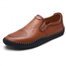 Casual Slip On Outdoor Men Oxfords Shoes In Leather