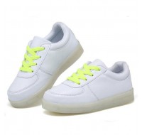 Children Teenager LED Light Sneakers PU Leather Kid Casual Shine Boys Girls Lace Sports Rubber Shoes